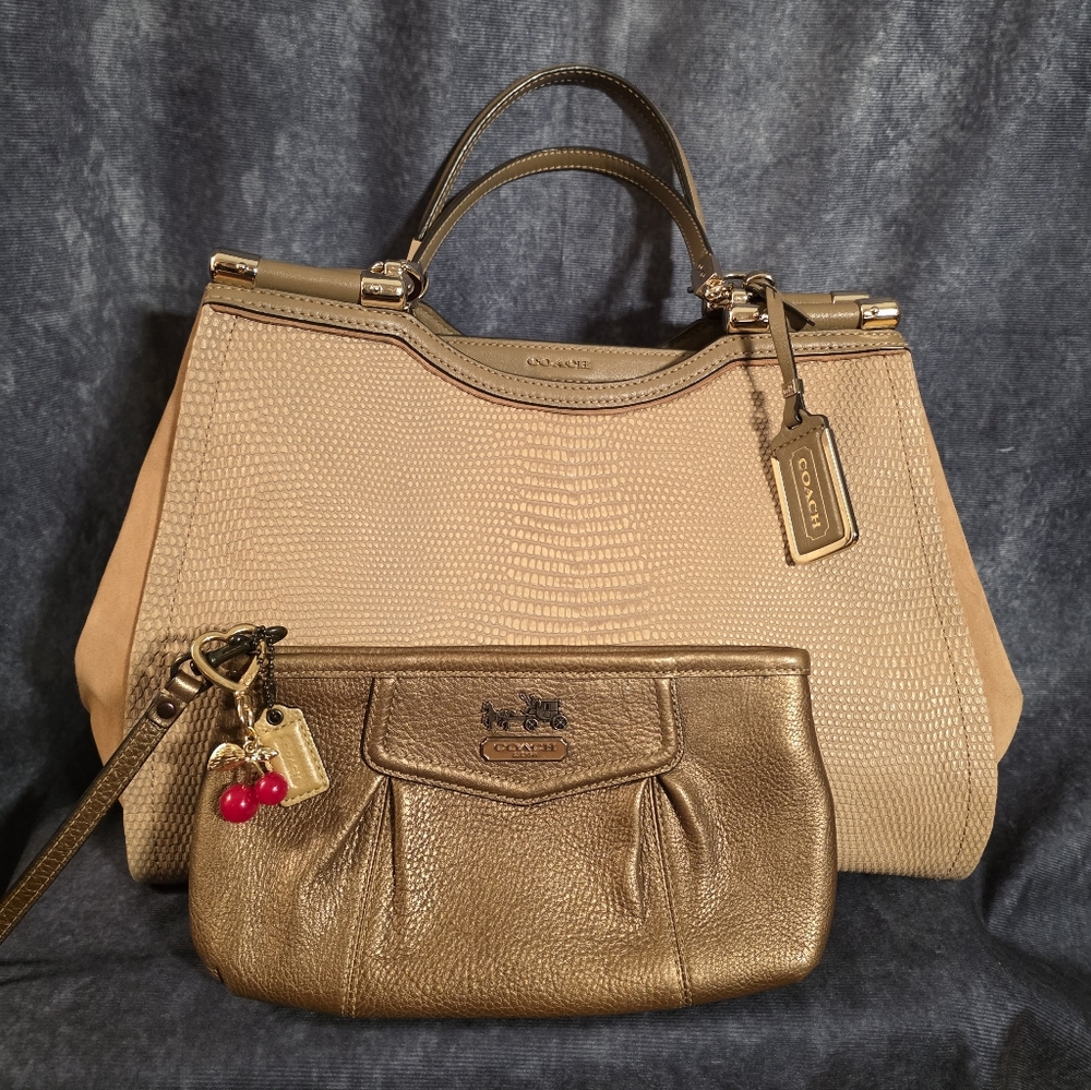 Rare Coach Madison Pinnacle Carrie Satchel And Wristlet - Picture 2 of 15